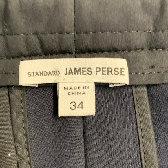 JAMES PERSE Size 34 Navy Cotton Blend Zip Pockets Tapered Casual Pants - Picture 3 of 5